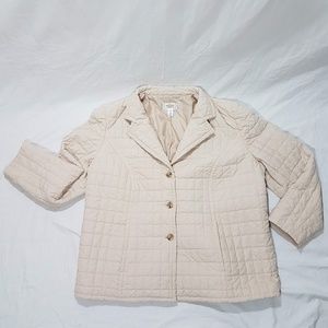 Talbots Size 14W Quilted Jacket Cream Tan